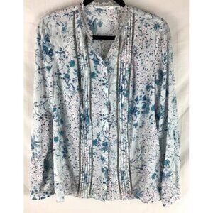 TAHARI Top Medium Blue Floral Tunic Aviana New